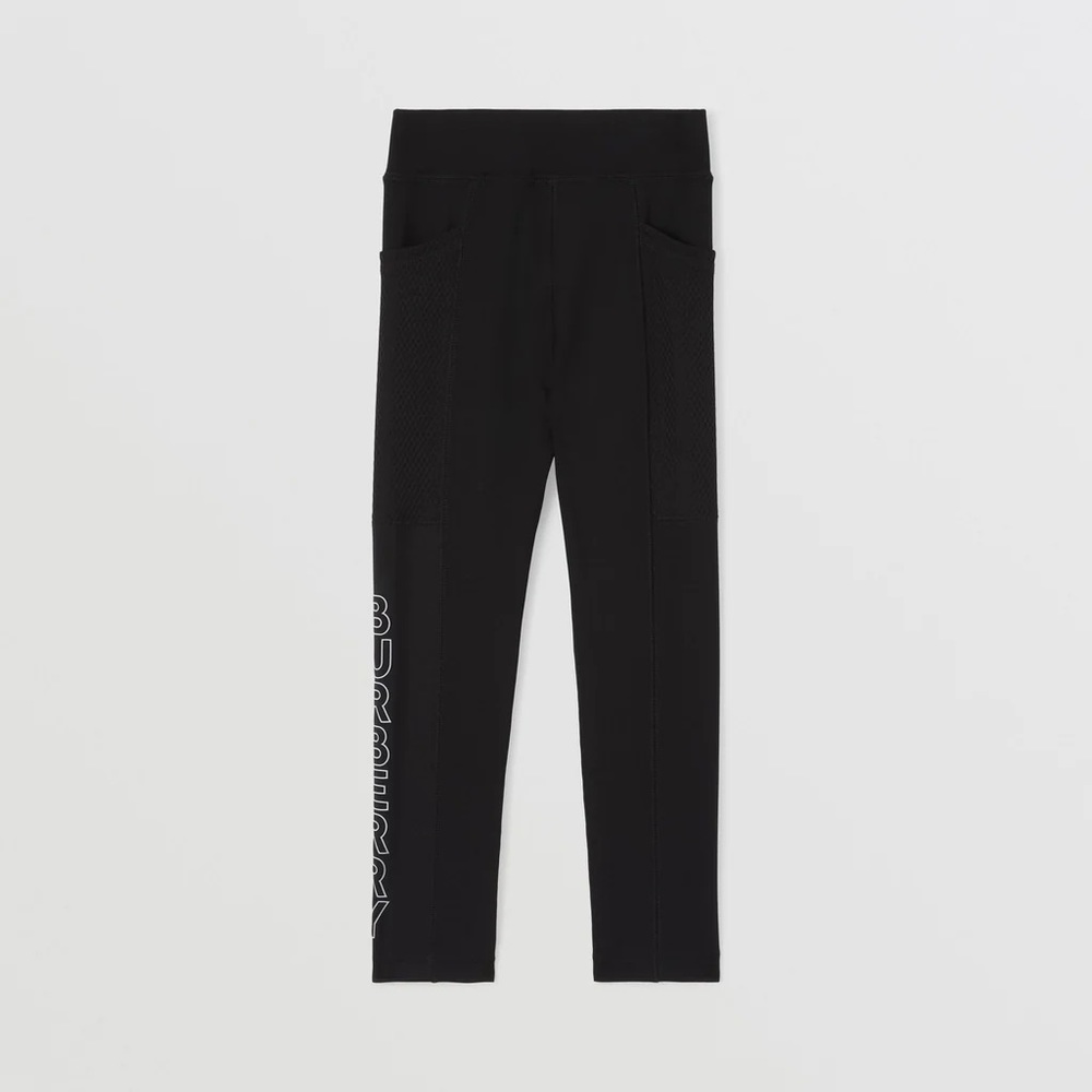 Burberry (VGUC) Logo Print Stretch Black Jersey Leggings
